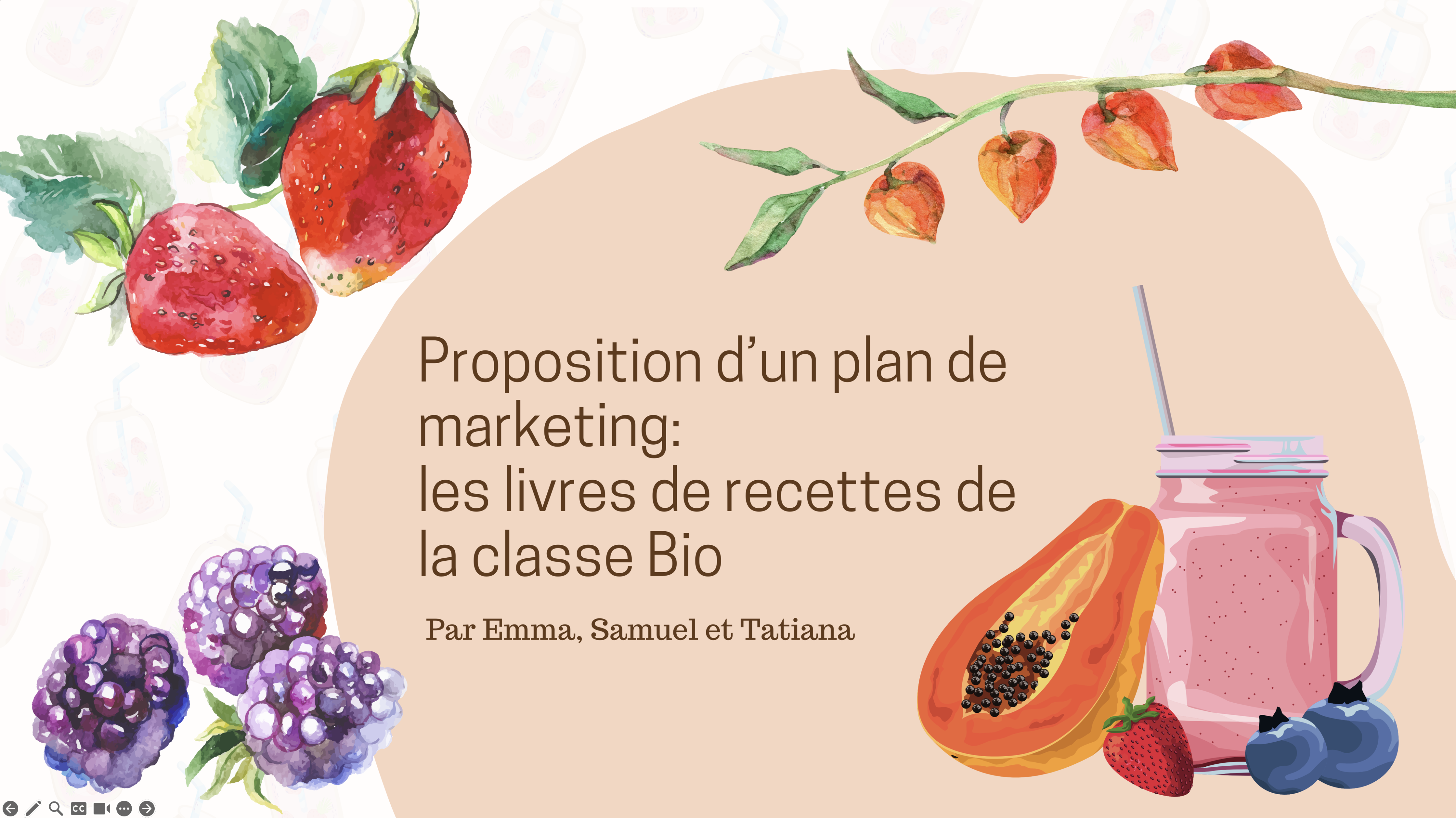Proposition d’un plan de marketing: Les livres de recettes de la classe Bio